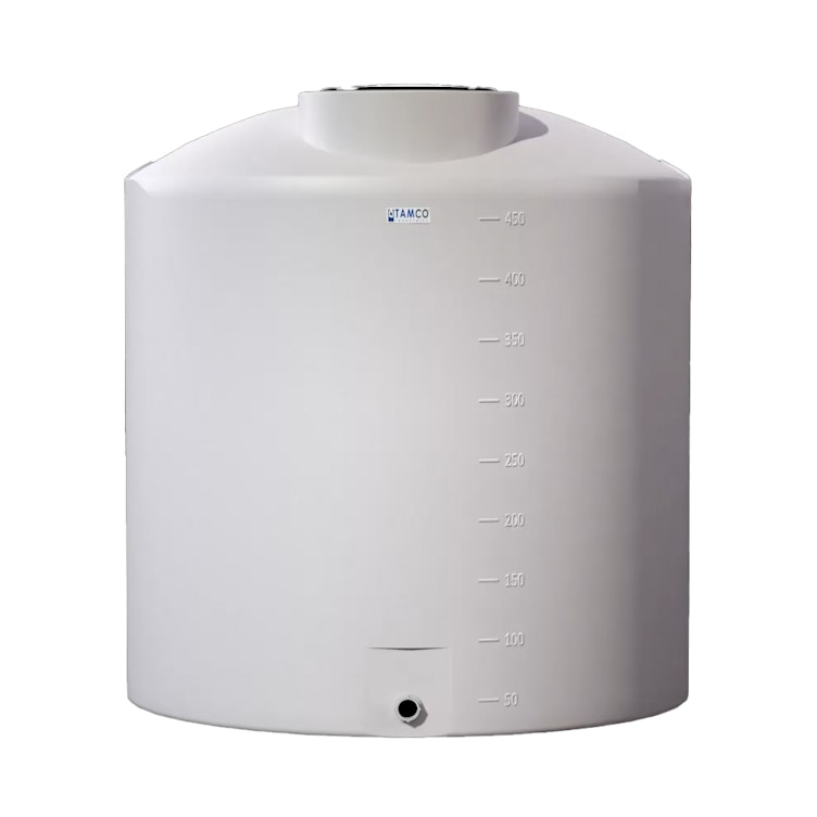 450 Gallon Tamco® Vertical Natural PE Tank with 16" Plain Lid & 2" Fitting - 54" Dia. x 60" Hgt.