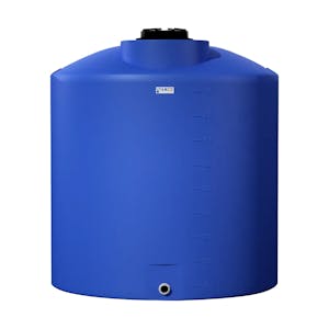450 Gallon Tamco® Vertical Blue PE Tank with 12-1/2" Plain Lid & 2" Fitting - 54" Dia. x 60" Hgt.