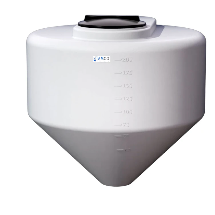 200 Gallon Tamco® Cone Bottom Tank with 45° Cone Angle & 2" FPT Bulkhead Fitting - 48" Dia. x 50-3/4" Hgt. (Stand sold separately)
