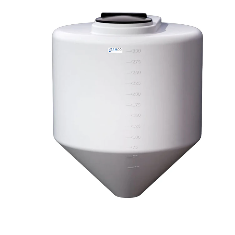 300 Gallon Tamco® Cone Bottom Tank with 45° Cone Angle & 2" FPT Boss Fitting (Full Drain) - 48" Dia. x 57-1/4" Hgt. (Stand sold separately)