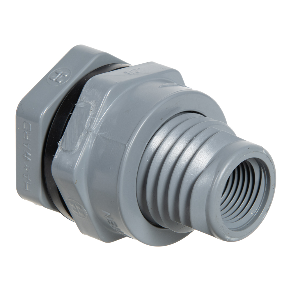 1 2 Installed Socket x Thread Light Gray CPVC Bulkhead Fitting w EPDM Gasket 1.38 Hole Size