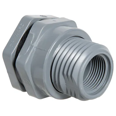 1" Loose Socket x Thread Light Gray CPVC Bulkhead Fitting w/EPDM Gasket - 1.88" Hole Size