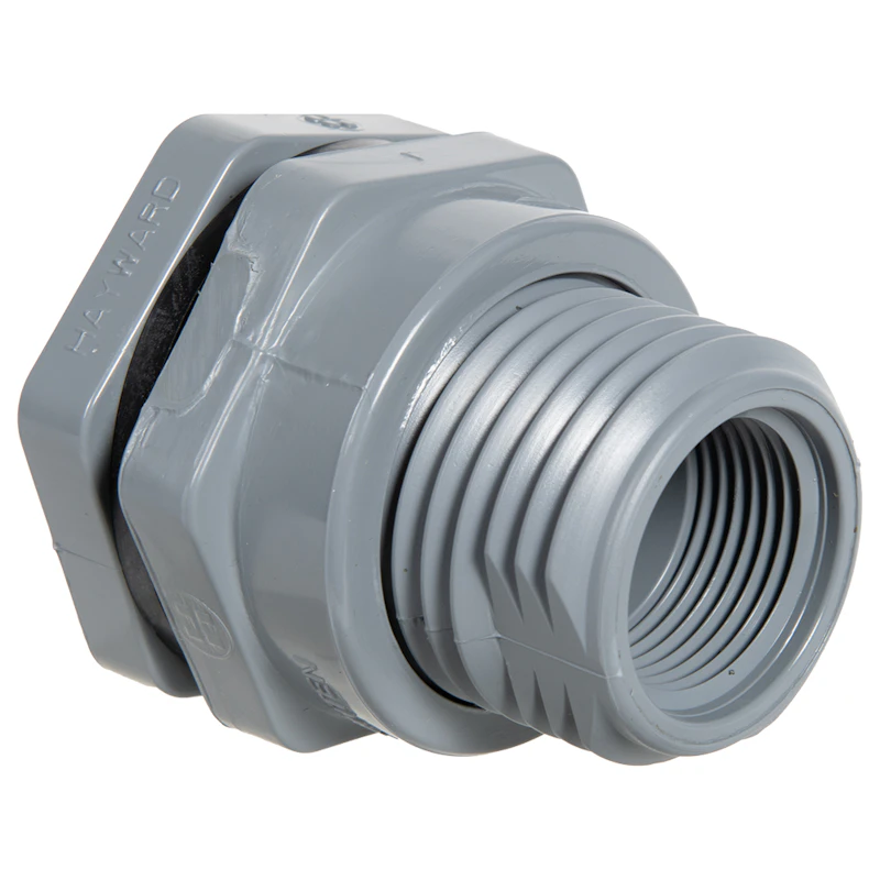 1" Installed Socket x Thread Light Gray CPVC Bulkhead Fitting w/EPDM Gasket - 1.88" Hole Size