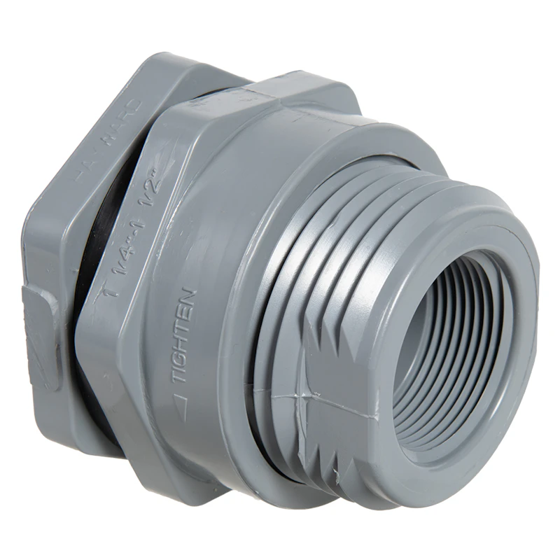 1-1/4" Installed Socket x Thread Light Gray CPVC Bulkhead Fitting w/EPDM Gasket - 2.63" Hole Size