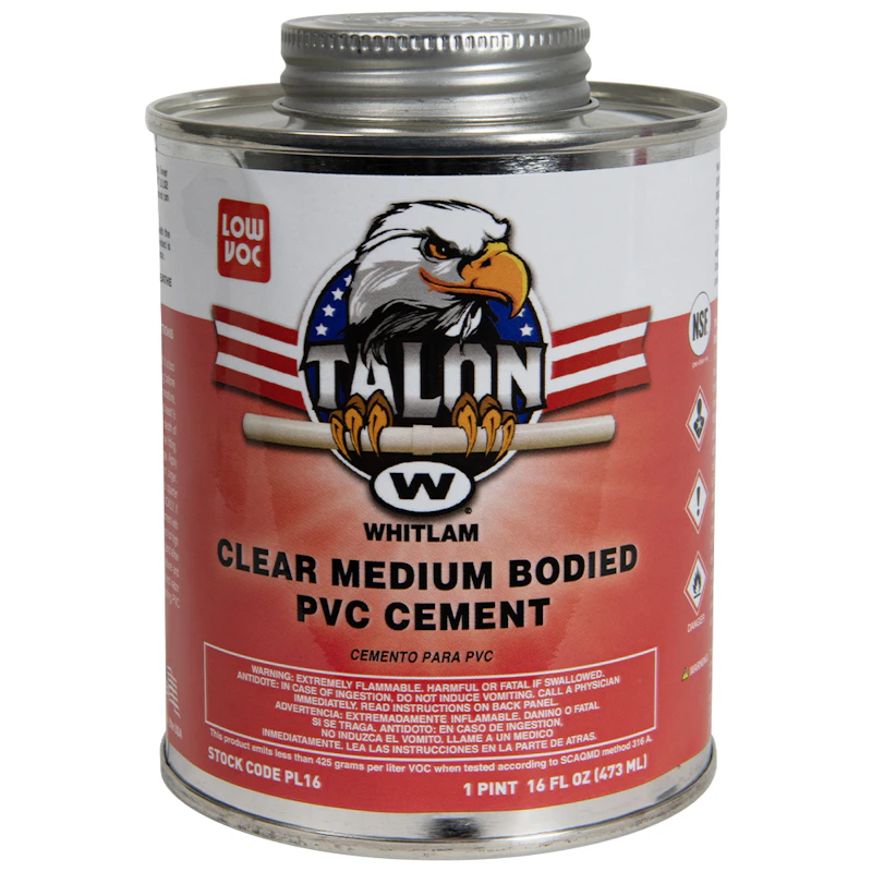 Pint TALON™ Low VOC Clear Medium-Bodied PVC Cement