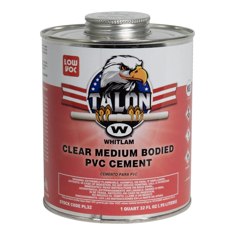 Quart TALON™ Low VOC Clear Medium-Bodied PVC Cement
