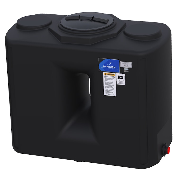 250 Gallon Black Free Standing Water Tank 56" L x 29" W x 48" Hgt.