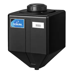 15 Gallon Black LLDPE Square Rinse Tank with 5" Lid & 1-1/4" Spinweld Fitting - 16" L x 16" W x 23" Hgt.