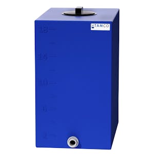 18 Gallon Blue Molded Polyethylene Tamco® Tank with 4" Plain Lid & 3/4" FNPT Fitting - 18-1/2" L x 12-1/2" W x 22-1/2" Hgt.
