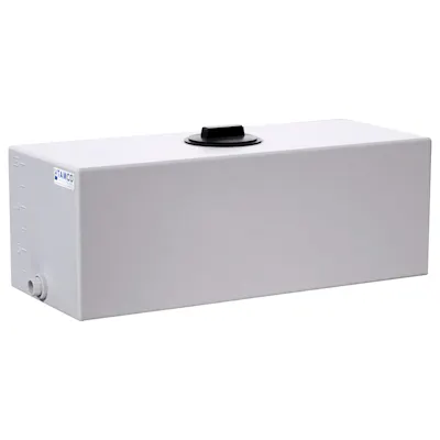 15 Gallon Natural LLDPE Rectangular Utility Tamco® Tank with 4" Lid & 3/4" FNPT Fitting & 2-1/2-Gallon Graduations - 30-1/2" L x 12-1/2" W x 11" Hgt.