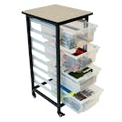 Clear Single Row Luxor Mobile Bin Storage Unit with 4 Large Bins