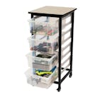 Clear Single Row Luxor Mobile Bin Storage Unit with 4 Large Bins