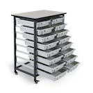 Gray Double Row Luxor Mobile Bin Storage Unit with 16 Small Bins