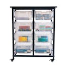Clear Double Row Luxor Mobile Bin Storage Unit with 8 Large Bins