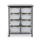 Gray Double Row Luxor Mobile Bin Storage Unit with 8 Large Bins