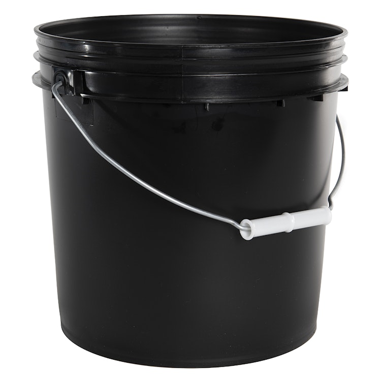 2 Gallon Black HDPE Economy Round Bucket with Wire Bail Handle & Plastic Hand Grip (Lid sold separately)