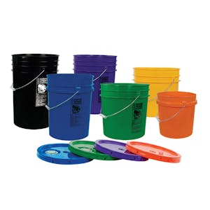 RightPail ™ 5 Gallon Open Head Plastic Bucket - Plastic Handle – Blue