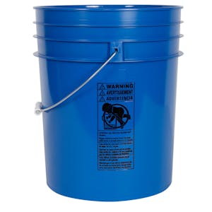 5 Gallon Blue HDPE Premium Round Bucket with Wire Bail Handle & Plastic Hand Grip (Lid sold separately)