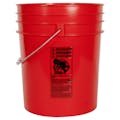 5 Gallon Red HDPE Premium Round Bucket with Wire Bail Handle & Plastic Hand Grip (Lid sold separately)