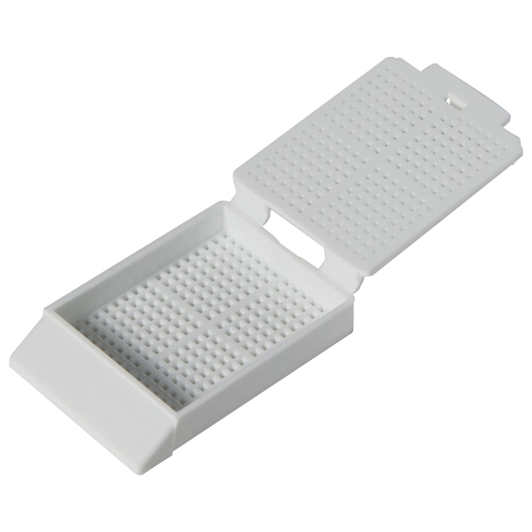 White Biopsy Cassettes with Attached Lids