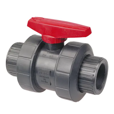 1/2" Threaded Black Polypropylene Chemtrol® Tru-Bloc® True Union Ball Valve with FKM O-Rings