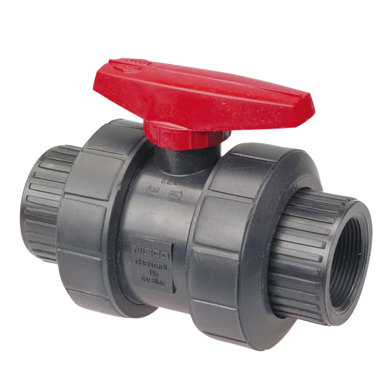 1-1/4" Threaded Black Polypropylene Chemtrol® Tru-Bloc® True Union Ball Valve with FKM O-Rings