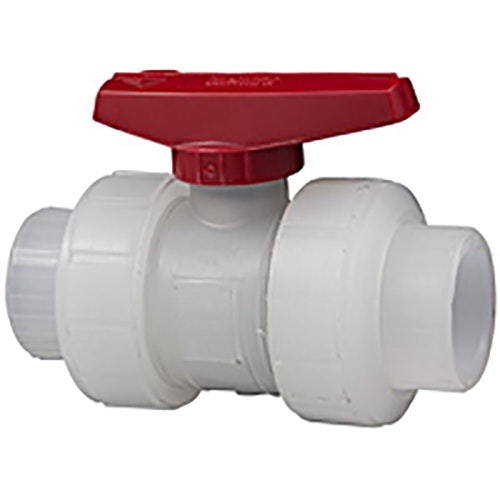 1-1/4" Threaded Natural Polypropylene Nibco® Chemtrol® Chem-Pure® Tru-Bloc® True Union Ball Valve with EPDM O-rings