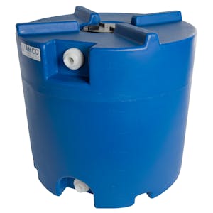 35 Gallon Blue Tamco® Stackable Storage Tank with Fill & Empty Ports - 24" Dia. x 22-3/4" Hgt.