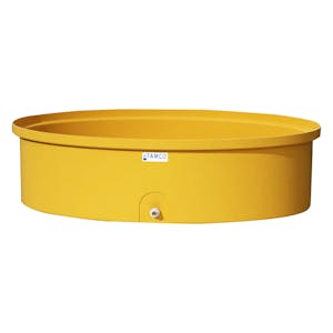 50 Gallon Yellow Oval Tamco® Containment Tank with 3/4" Side Drain - 50-1/2" L x 32-1/2" W x 13-1/4" Hgt.