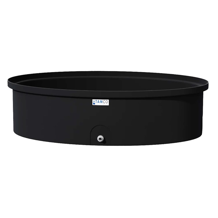 50 Gallon Black Oval Tamco® Containment Tank with 3/4" Side Drain - 50-1/2" L x 32-1/2" W x 13-1/4" Hgt.