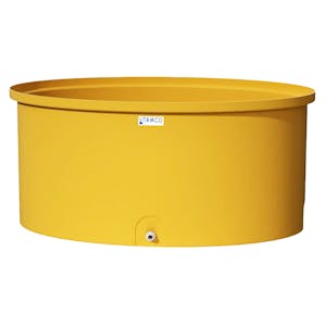 100 Gallon Yellow Oval Tamco® Containment Tank with 3/4" Side Drain - 50-1/2" L x 32-1/2" W x 22-3/4" Hgt.