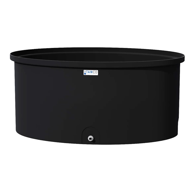 100 Gallon Black Oval Tamco® Containment Tank with 3/4" Side Drain - 50-1/2" L x 32-1/2" W x 22-3/4" Hgt.