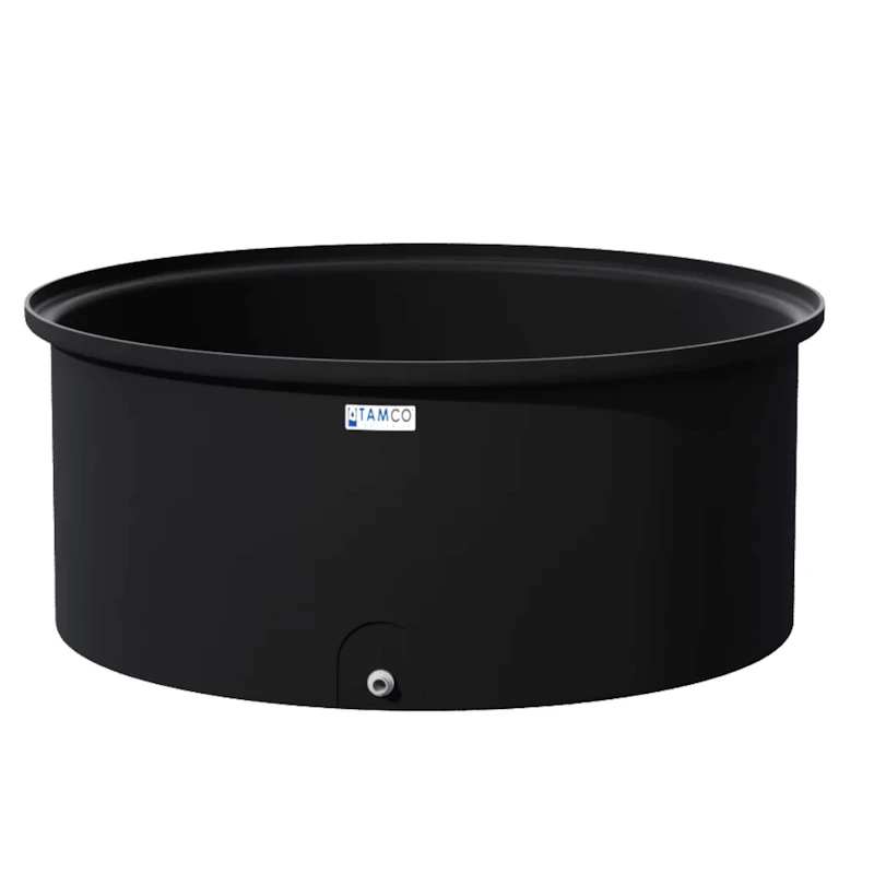 125 Gallon Black Round Tamco® Containment Tank with 3/4" Drain - 48" Dia. x 20-1/4" Hgt.