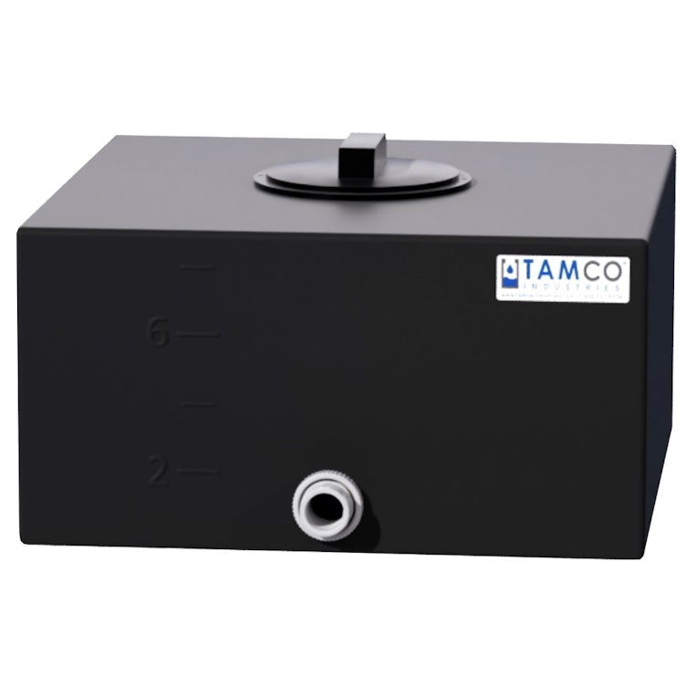 8 Gallon Black Molded Polyethylene Tamco® Tank with 8" Gasketed Lid & 3/4" FNPT Fitting - 16-1/2" L x 16-1/2" W x 8-1/2" Hgt.