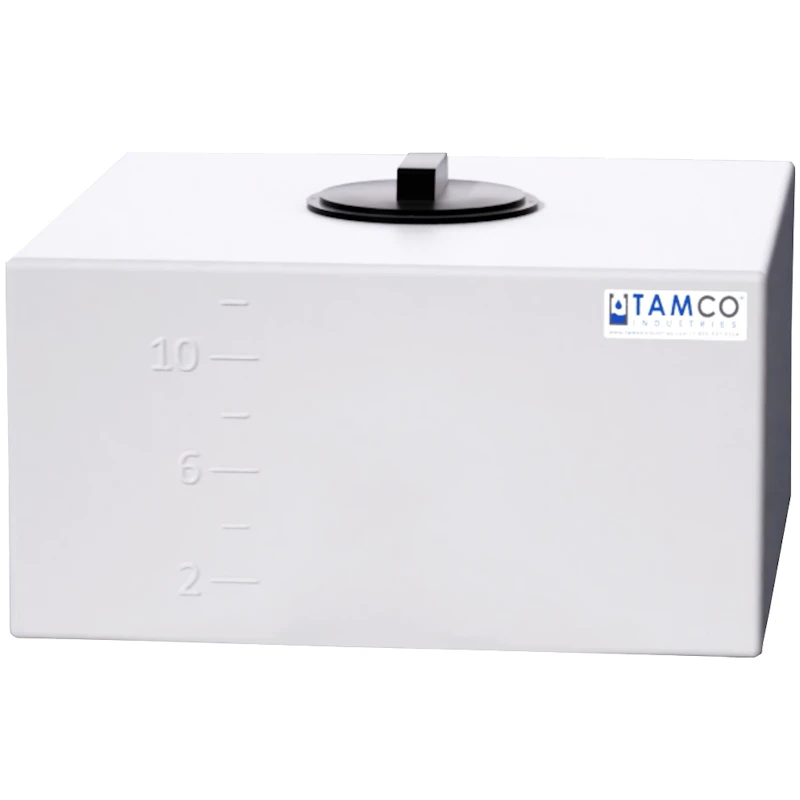 12 Gallon Natural LLDPE Square Utility Tamco® Tank with 4" Lid & 2-Gallon Graduations - 18-1/2" L x 18-1/2" W x 9-1/2" Hgt.