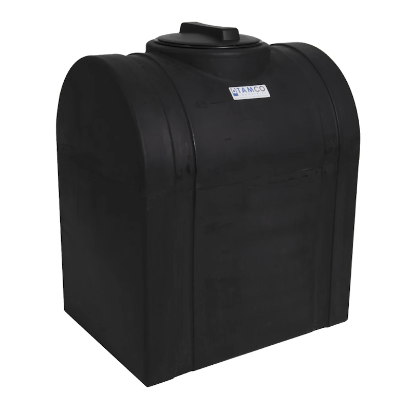 45 Gallon Black Tamco® Loaf Tank with 8" Gasketed Lid & 3/4" End Fitting - 24-3/8" L x 18-3/8" W x 30-1/2" Hgt.