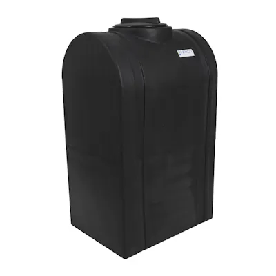 65 Gallon Black Tamco® Loaf Tank with 8" Gasketed Lid & 3/4" End Fitting - 24-3/8" L x 18-3/8" W x 41-1/2" Hgt.