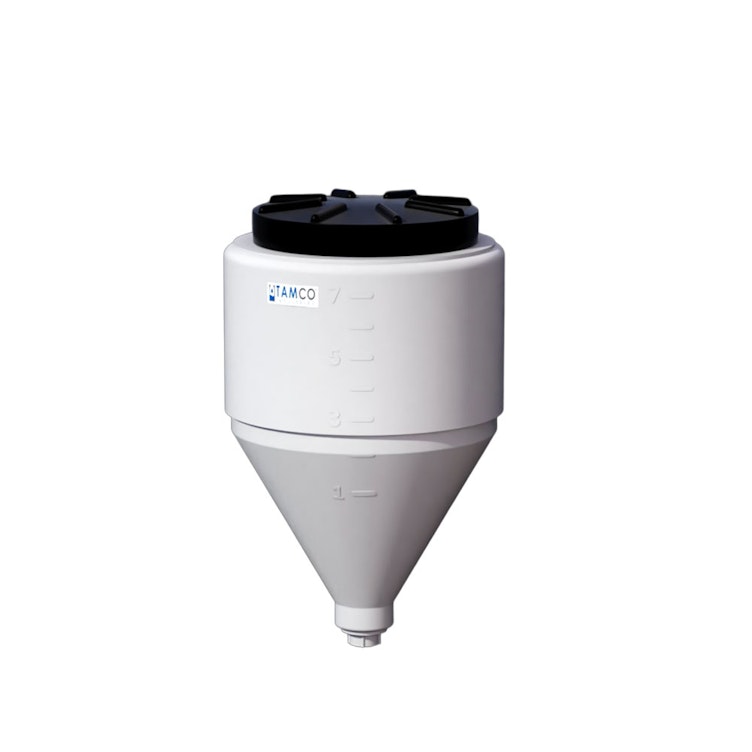 7 Gallon Tamco® Cone Bottom Tank with 60° Cone Angle & 3/4" FPT Boss Fitting (Full Drain) - 14" Dia. x 22-3/4" Hgt. (Stand sold separately)