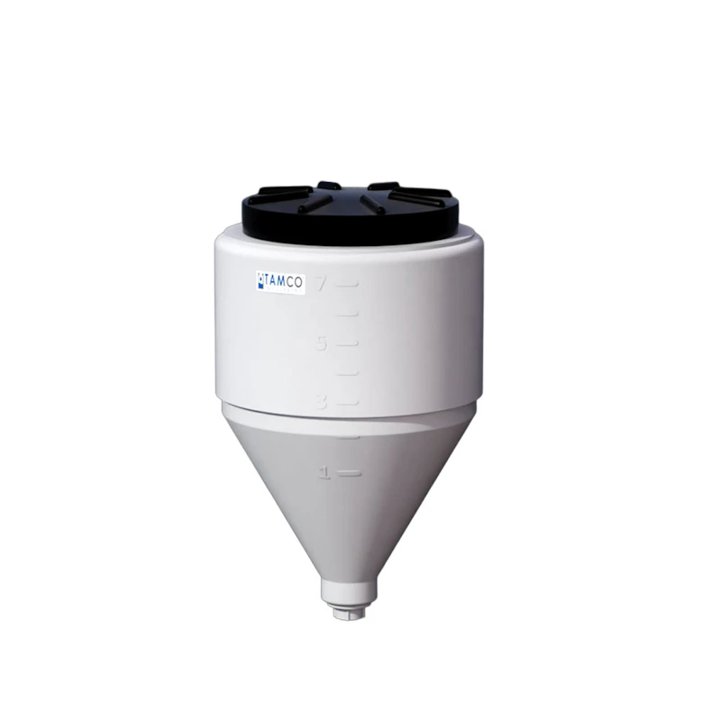 7 Gallon Tamco® Cone Bottom Tank with 60° Cone Angle & 3/4" FPT Boss Fitting (Full Drain) - 14" Dia. x 22-3/4" Hgt. (Stand sold separately)