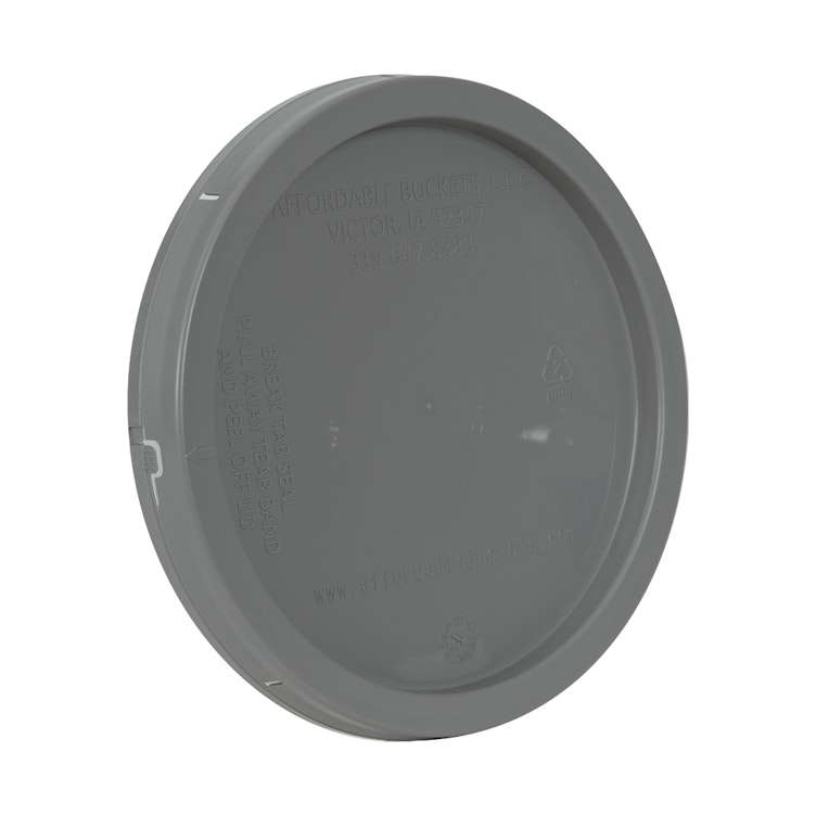 1 Gallon Gray HDPE Economy Round Bucket Lid with Tear Tab