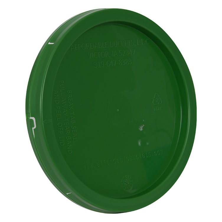 1 Gallon Green HDPE Economy Round Bucket Lid with Tear Tab
