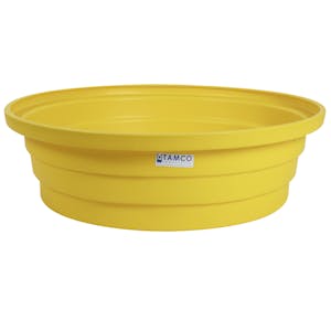 Yellow LLDPE Tamco® 1 Drum Drip Tray with 3/4" Drain - 40-3/16" Dia. x 12" Hgt.
