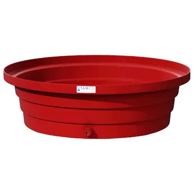 Red LLDPE Tamco® 1-Drum Drip Tray with 3/4" Drain - 40-3/16" Dia. x 12" Hgt.