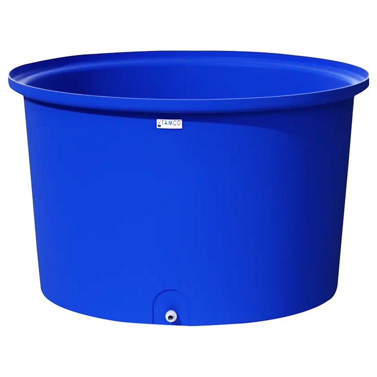 300 Gallon Blue Round Tamco® Containment Tank with 3/4" Drain - 60-1/2" Dia. x 36-1/4" Hgt.