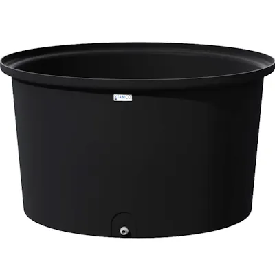 350 Gallon Black Round Tamco® Containment Tank with 3/4" Drain - 64-1/2" Dia. x 36-1/4" Hgt.