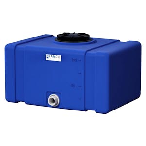 100 Gallon Blue Tamco® Bulk Utility Tank with 12-1/2" Plain Lid & 2" FNPT Bulkhead Fitting - 42-1/2" L x 30-1/2" W x 26-1/4" Hgt.