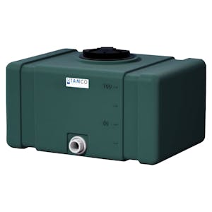 100 Gallon Forest Green Tamco® Bulk Utility Tank with 12-1/2" Plain Lid & 2" FNPT Bulkhead Fitting - 42-1/2" L x 30-1/2" W x 26-1/4" Hgt.