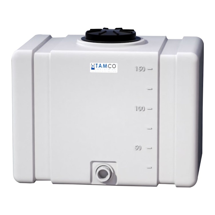150 Gallon Natural Tamco® Bulk Utility Tank with 12-1/2" Plain Lid & 2" FNPT Bulkhead Fitting - 42-1/2" L x 30-1/2" W x 35-1/4" Hgt.