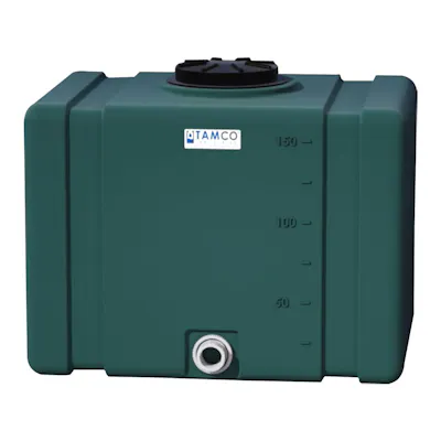 150 Gallon Forest Green Tamco® Bulk Utility Tank with 12-1/2" Lid & 2" FNPT Bulkhead Fitting - 42-1/2" L x 30-1/2" W x 35-1/4" Hgt.