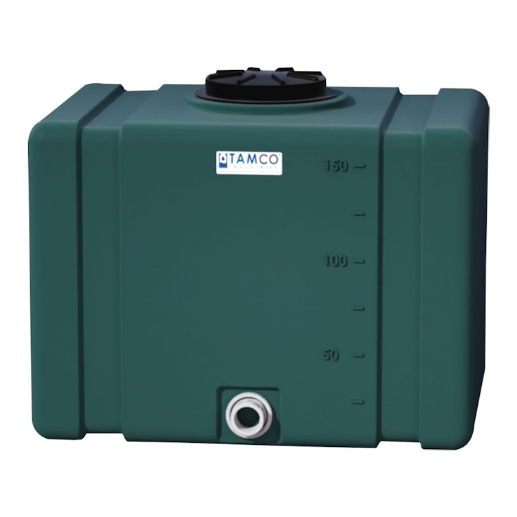 150 Gallon Forest Green Tamco® Bulk Utility Tank with 12-1/2" Plain Lid & 2" FNPT Bulkhead Fitting - 42-1/2" L x 30-1/2" W x 35-1/4" Hgt.